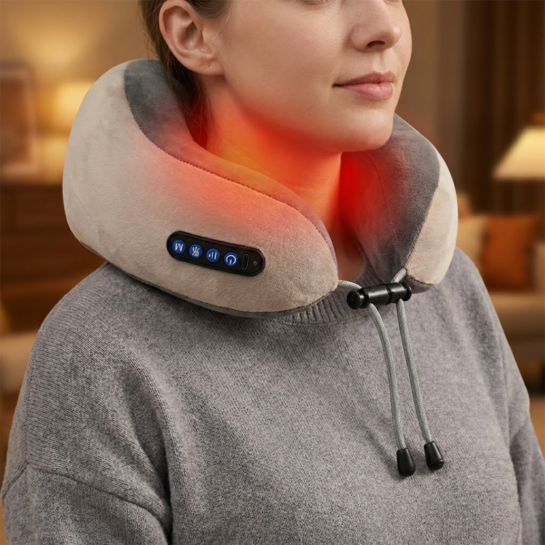 Portable Electric Neck & Shoulder Massager with Heat – 4-Node Kneading, Rechargeable