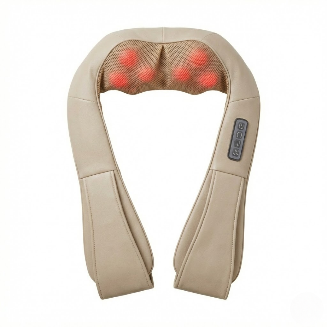 QX-214 Heated Shiatsu Neck & Back Massager with 16 Nodes – Deep Kneading Shoulder & Lumbar Massage Pillow