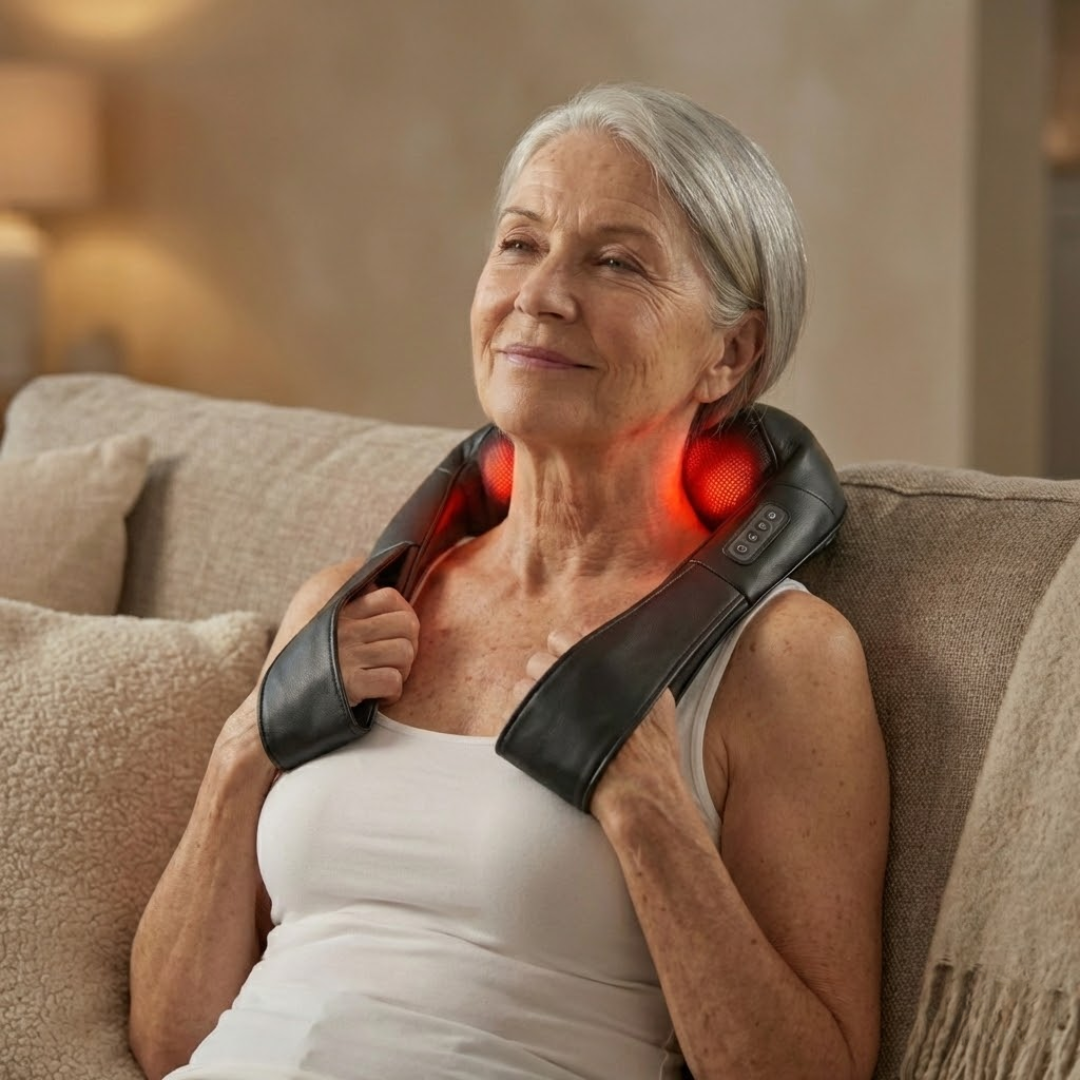 QX-214 Heated Shiatsu Neck & Back Massager with 16 Nodes – Deep Kneading Shoulder & Lumbar Massage Pillow