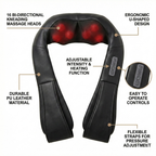 QX-214 Heated Shiatsu Neck & Back Massager with 16 Nodes – Deep Kneading Shoulder & Lumbar Massage Pillow