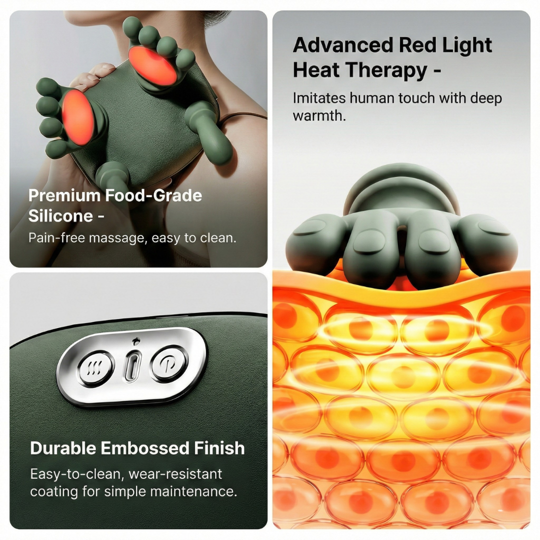 Kneading Neck & Shoulder Massager with Heat – Brushless Motor, Long Battery Life, Ergonomic Deep Tissue Massage